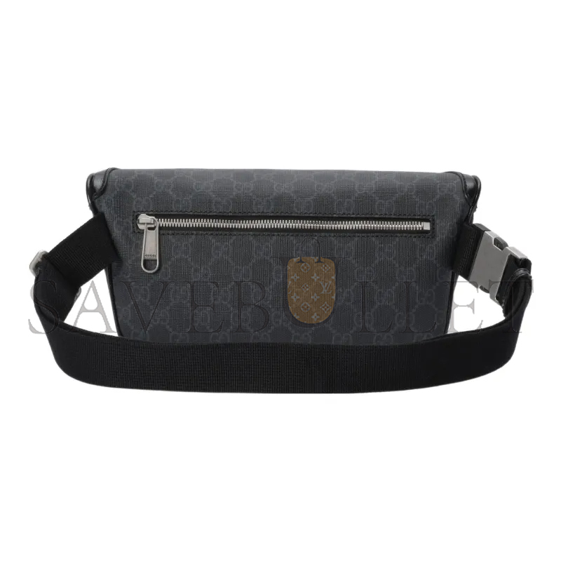 GUCCI GG LARGE CANVAS WITH LEATHER TRIM FANNY 733240 (22*15*4cm)